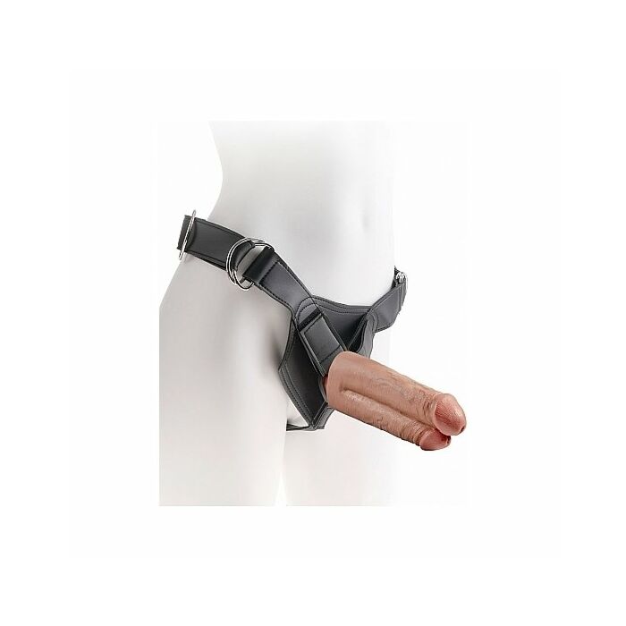 Strap-on harness w/7 two cocks one hole - tan