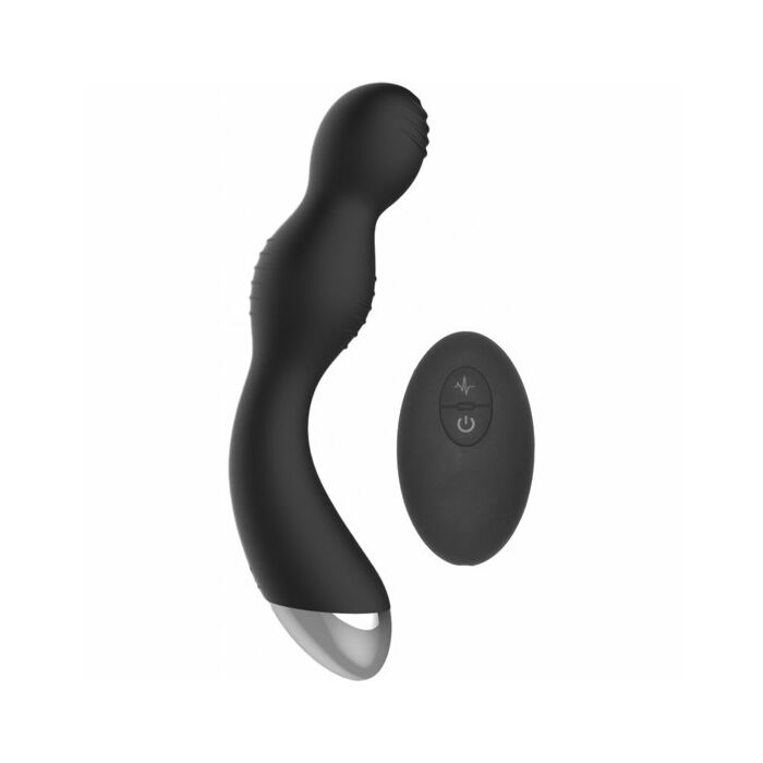Remote controlled e-stim & vibrating g/p-spot vibrator black