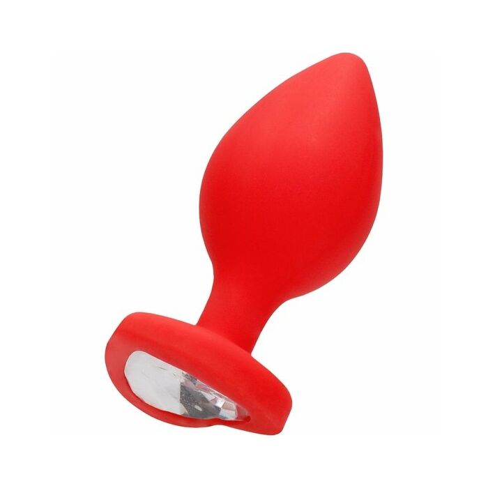 Diamond heart butt plug - extra large - red
