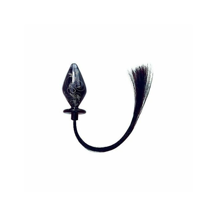 Glass pony tail butt plug - large