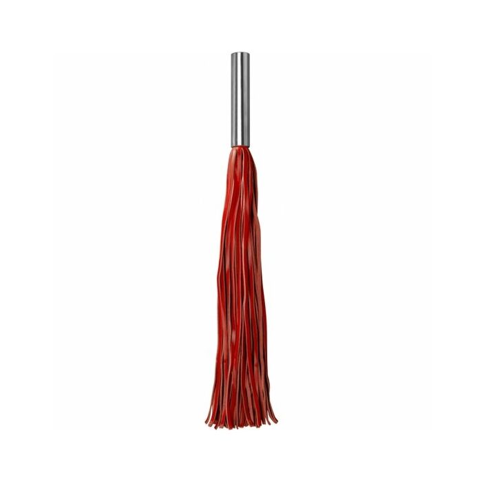 Leather whip metal long - red