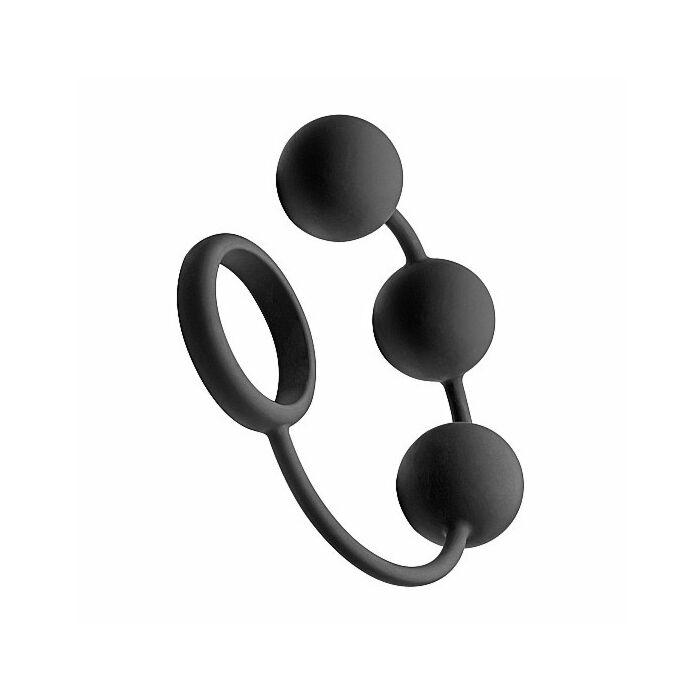 Silicone cock ring with 3 weighted balls