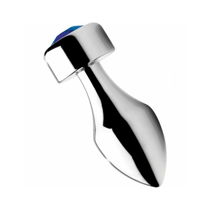 Aluminum plug with blue gem - small