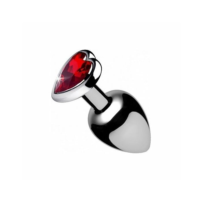 Red heart gem anal plug small - red