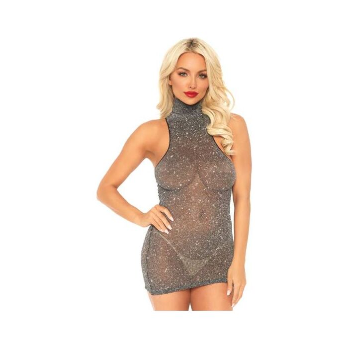 Leg avenue dress high dress black/silver one size