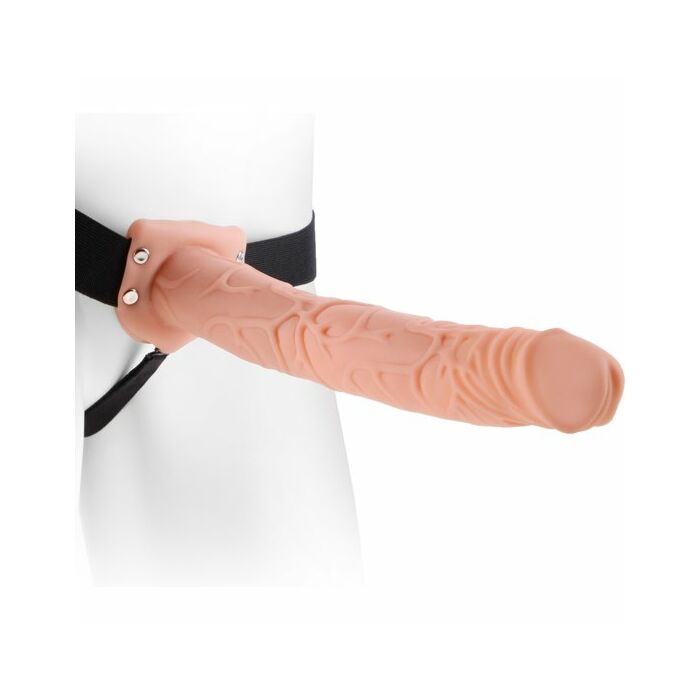 Hollow strap-on w balls 11 inch flesh