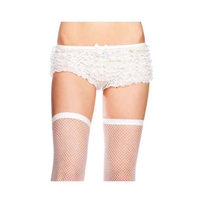 Leg avenue white micromesh lace ruffle tanga shorts