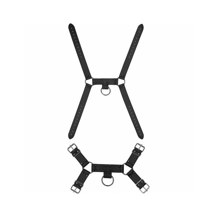 Ouch! skulls and bones - male harness with spikes - black