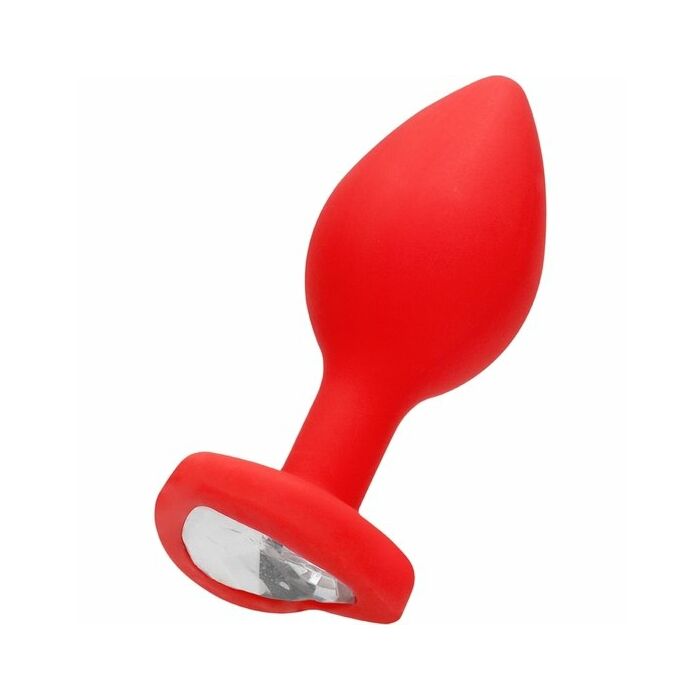 Diamond heart butt plug - large - red