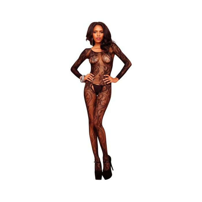 Leg avenue swirl lace bodystocking black