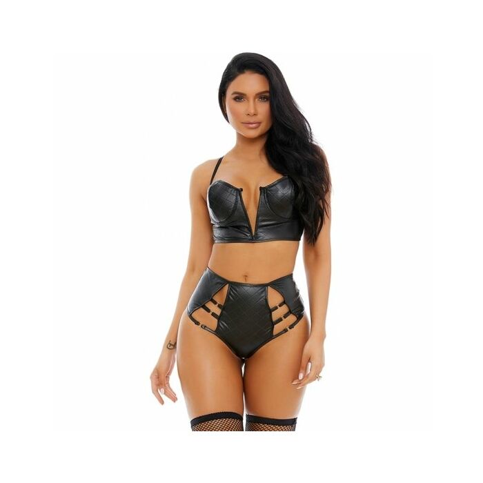 Stitched with lust quilted lingerie set black