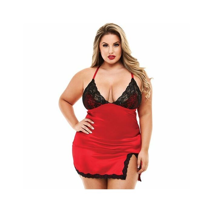 2pc lace & satin chemise with panty