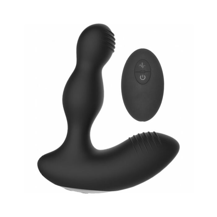Remote controlled e-stim & vibrating prostate massager - black
