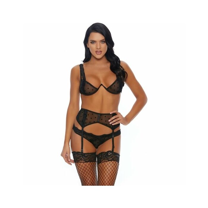Youve dot my number bra garter belt and panty  black