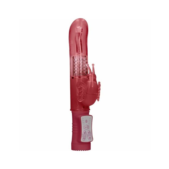 Rotating beaded butterfly vibrator - red
