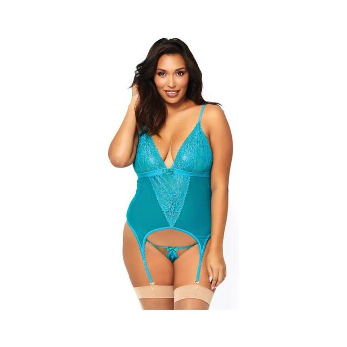 Leg avenue lace cami garter & string blue