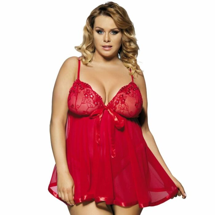 Subblime queen plus red babydoll with bow and shinny details