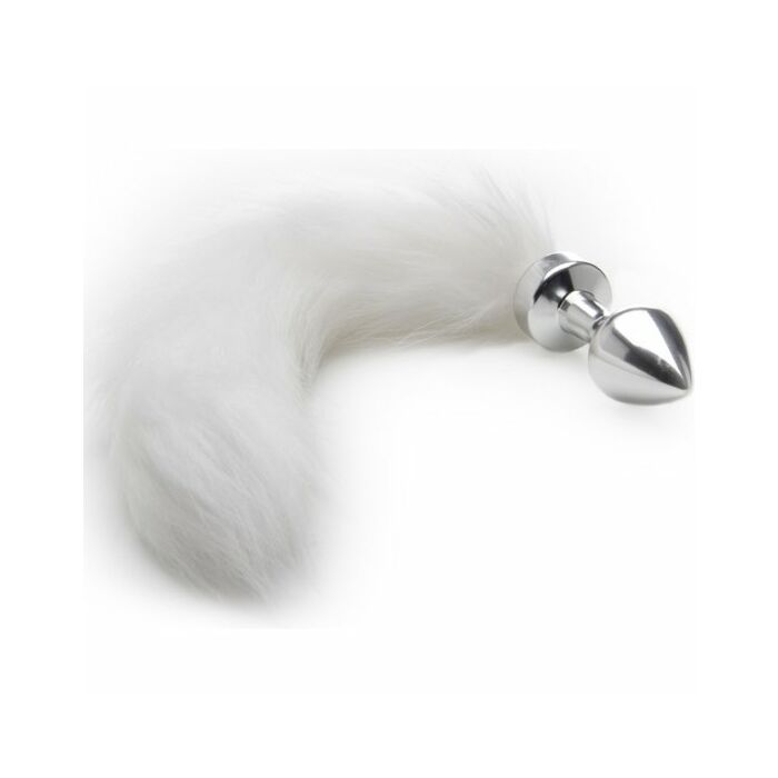 White tail butt plug silver