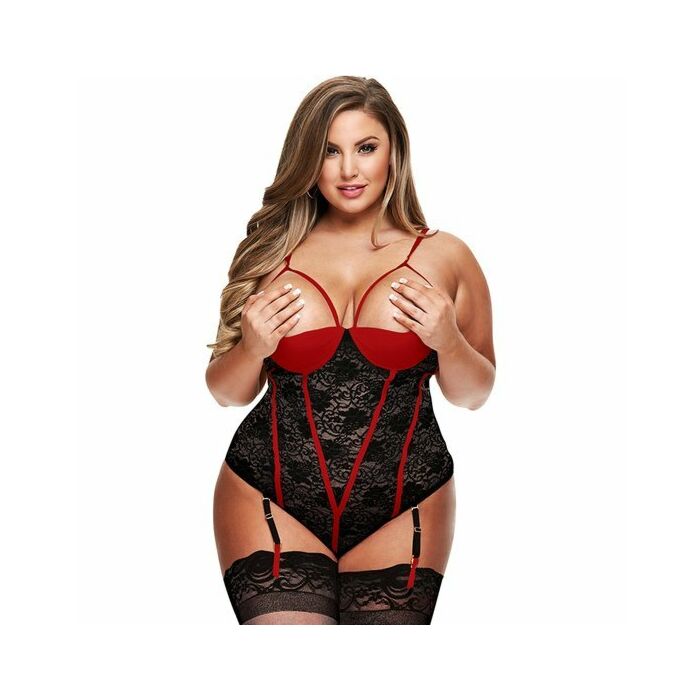 Lace teddy with garters