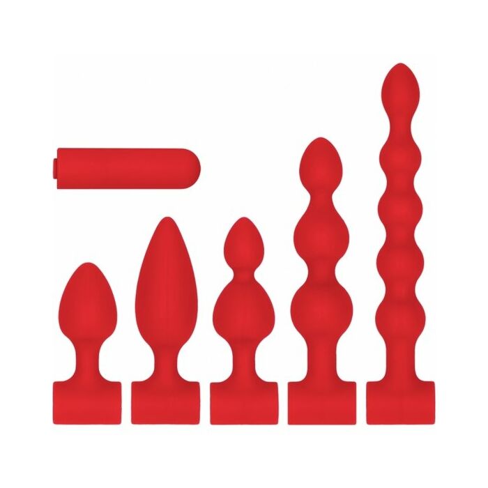 Silicone usb-rechargeable anal set red