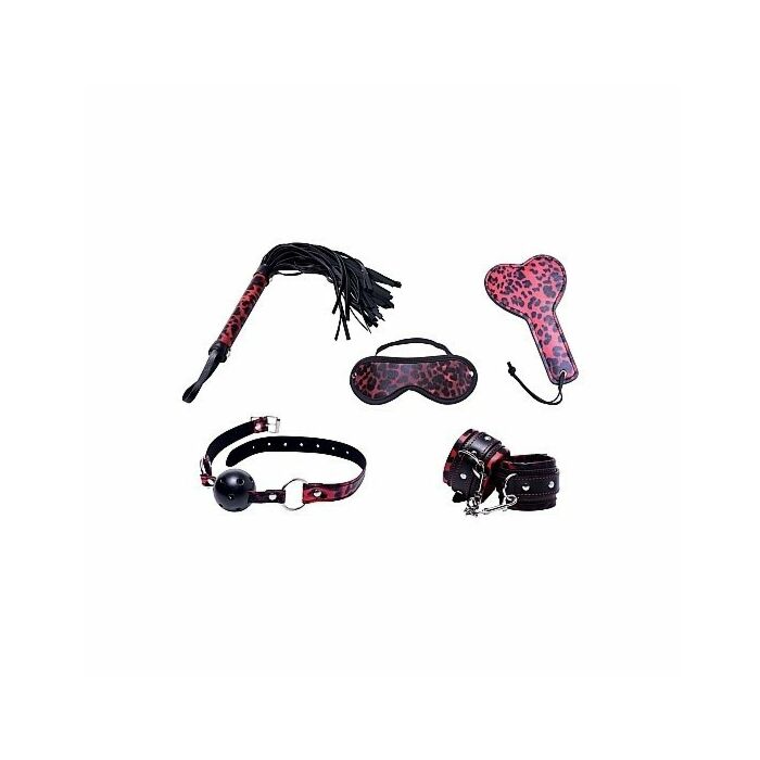 Red leopard - 6 piece bondage set