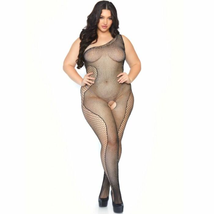 Leg avenue asymmetrical bodystocking 1x-2x
