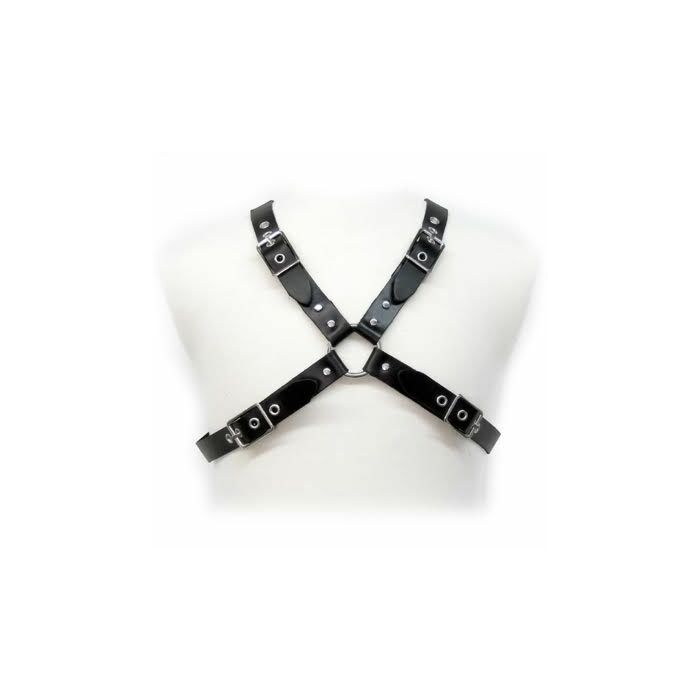 Leather body black buckle harness for men