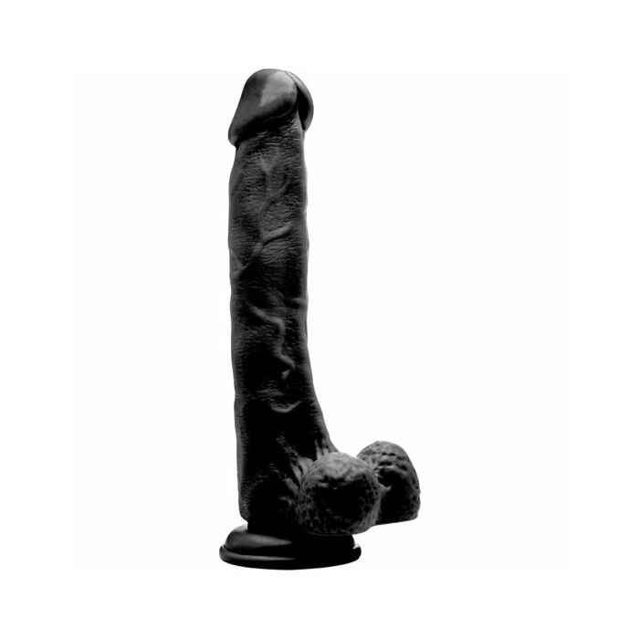 Realistic cock - 10 inch - with scrotum - black