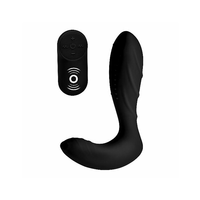 Silicone prostate vibrator with remote control - black