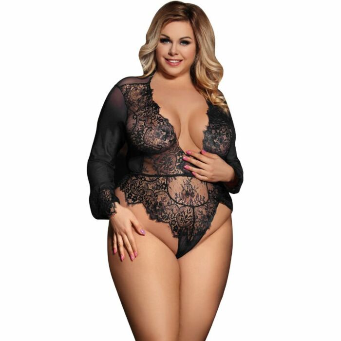 Subblime queen plus low cut and fringed teddy