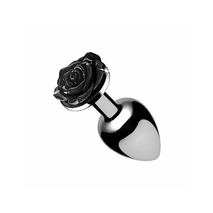 Black rose butt plug - large - black