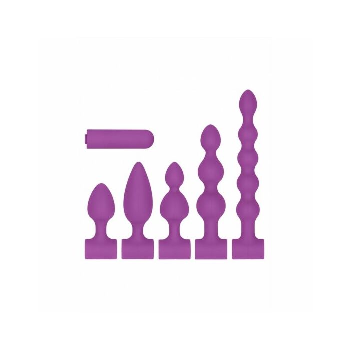 Silicone usb-rechargeable anal set  purple