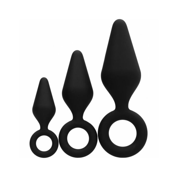 Silicone butt plug set - black