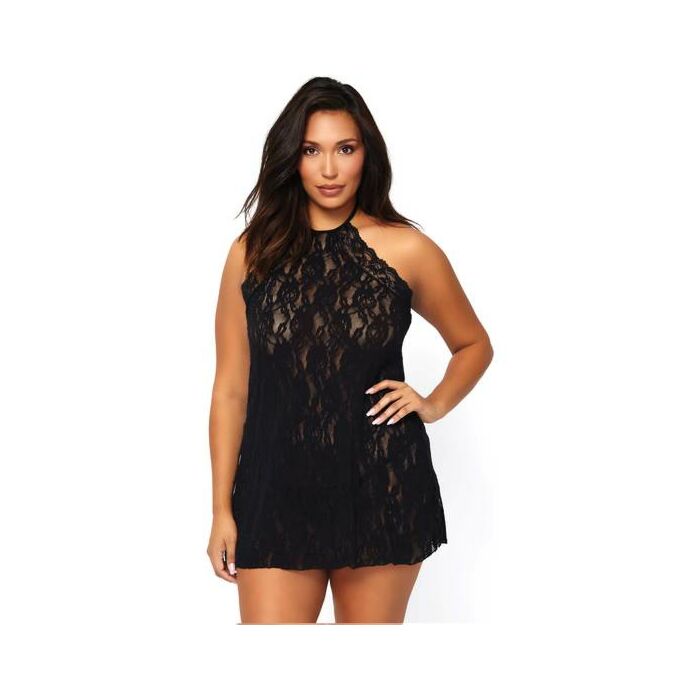 Leg avenue floral lace halter chemise plus size