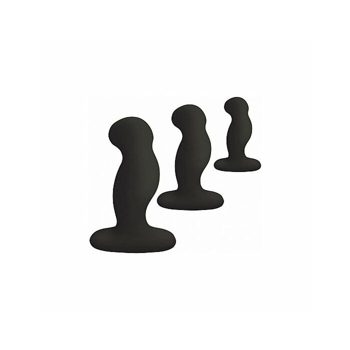Anal starter kit 3 solid sillicone anal plugs - black