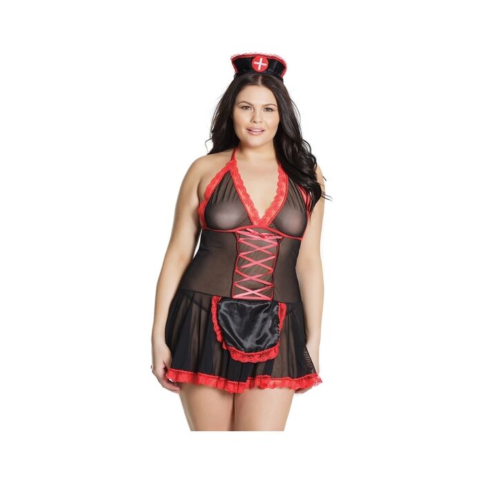 Nurse babydoll costume - black and red