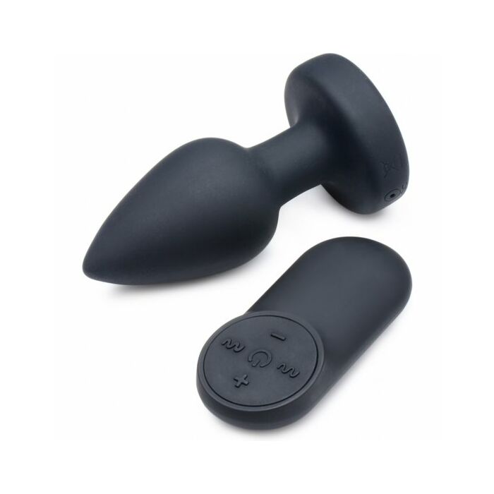 Silicone vibrating anal plug - small -black