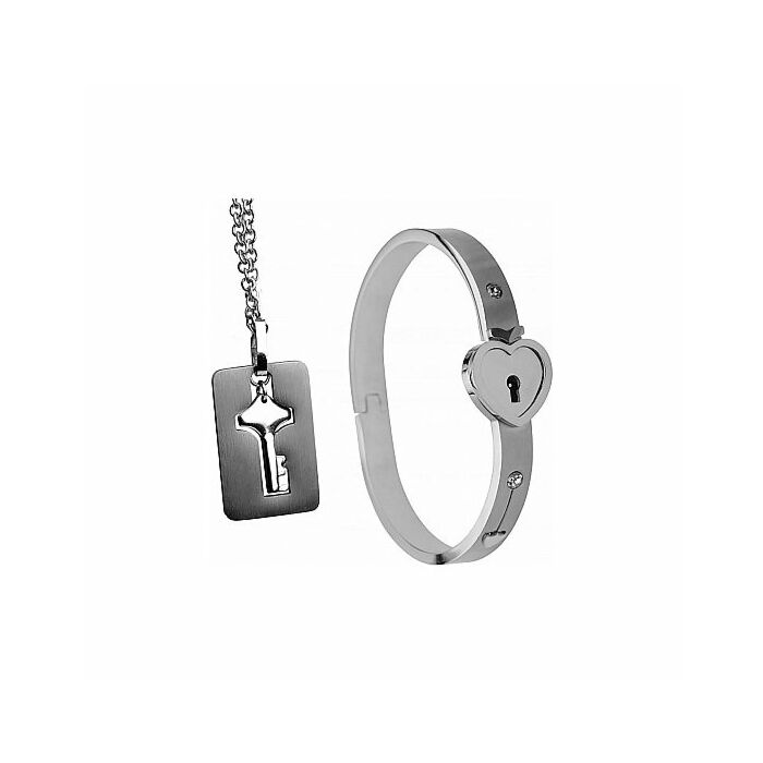 Cuffed locking bracelet & key necklace