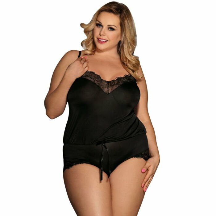 Subblime queen plus floral motifs black teddy