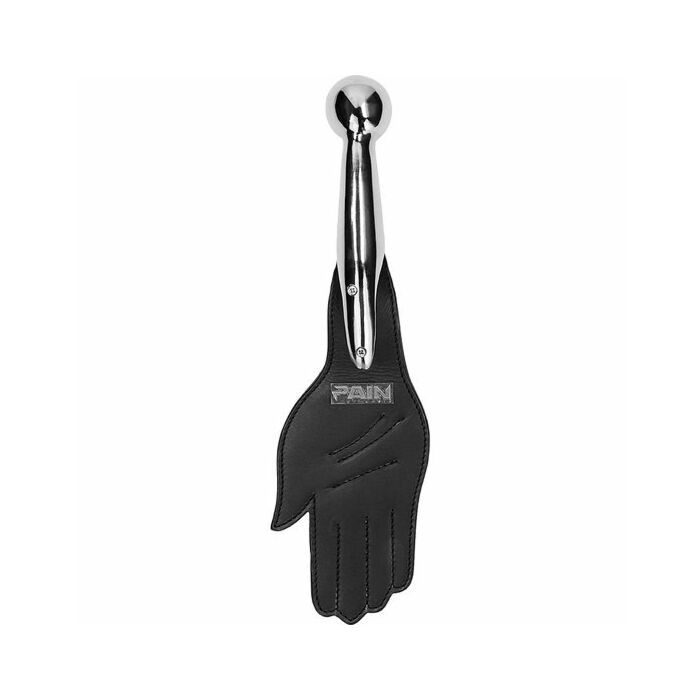 Metal and leather hand paddle - black