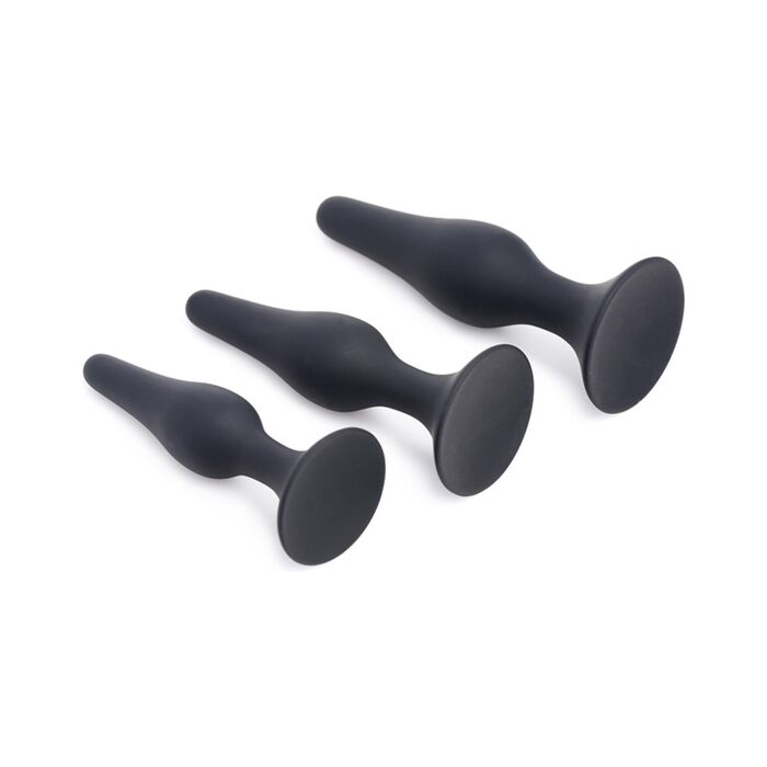 Triple spire silicone anal training set - black