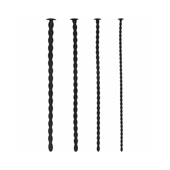 Silicone spiral screw plug set advanced urethral sounding black