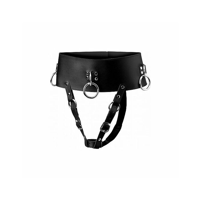 Forced orgasm wand holder belt - black