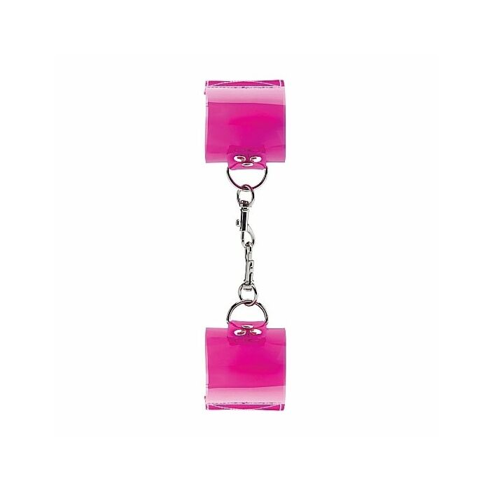 Pink translucent hand cuffs with velcro