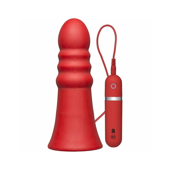 Butt plug vibrating 8 inch ridged red
