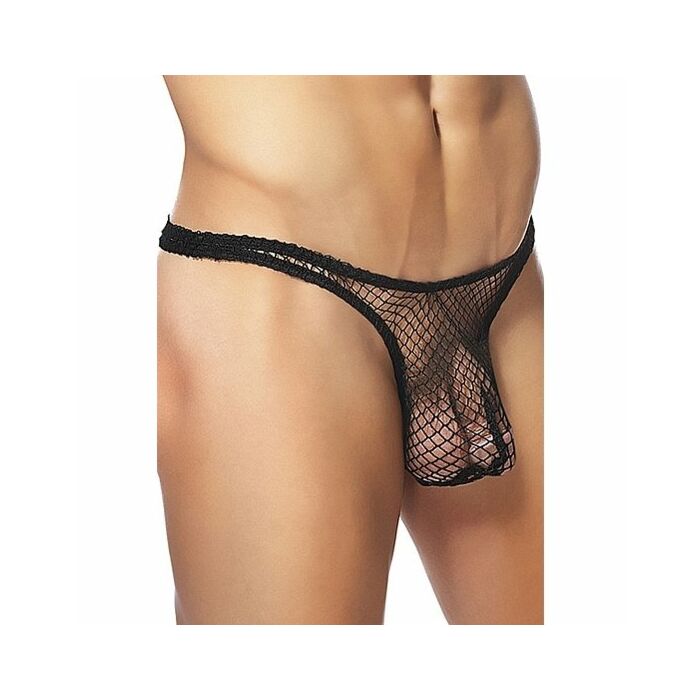 Male power fishnet bong thong black