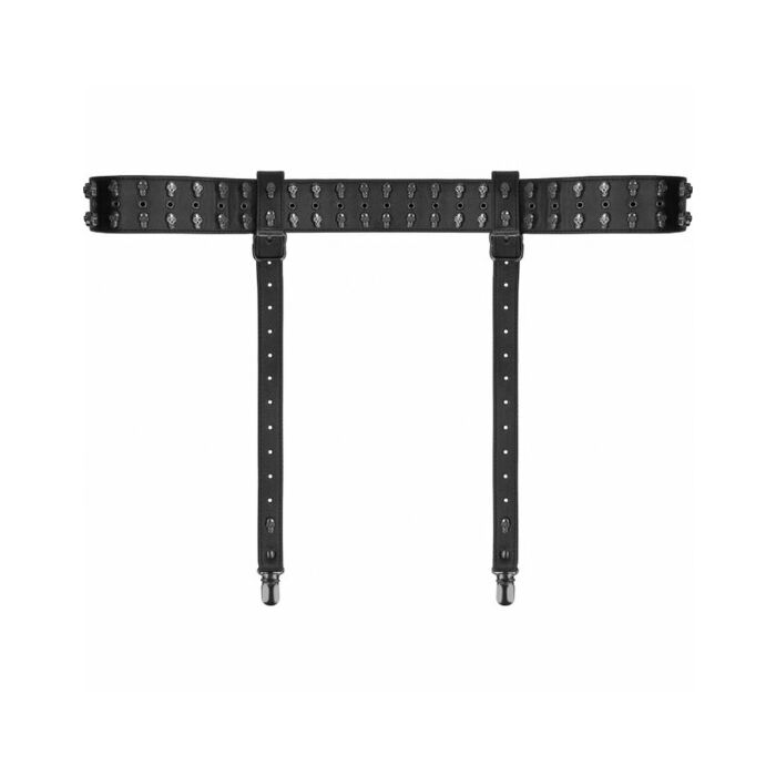 Ouch! skulls and bones - garter belt with skulls - black