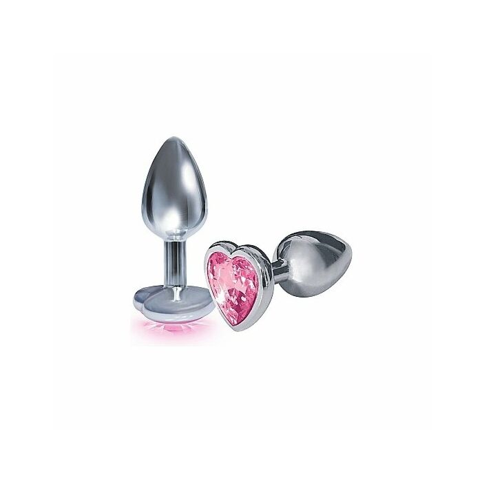 Bejeweled heart stainless steel plug - pink