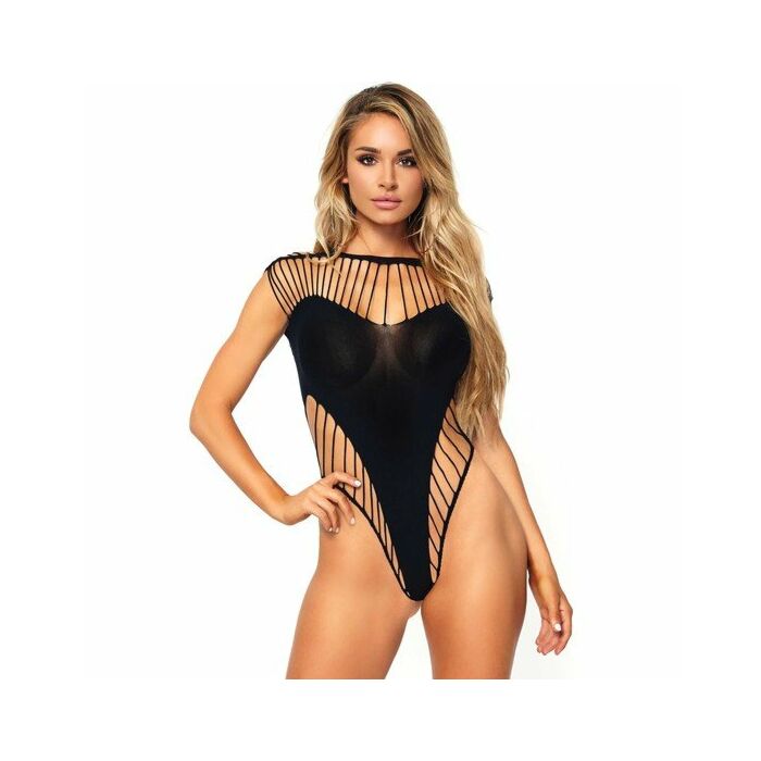Leg avenue shredded opaque cut out teddy one size