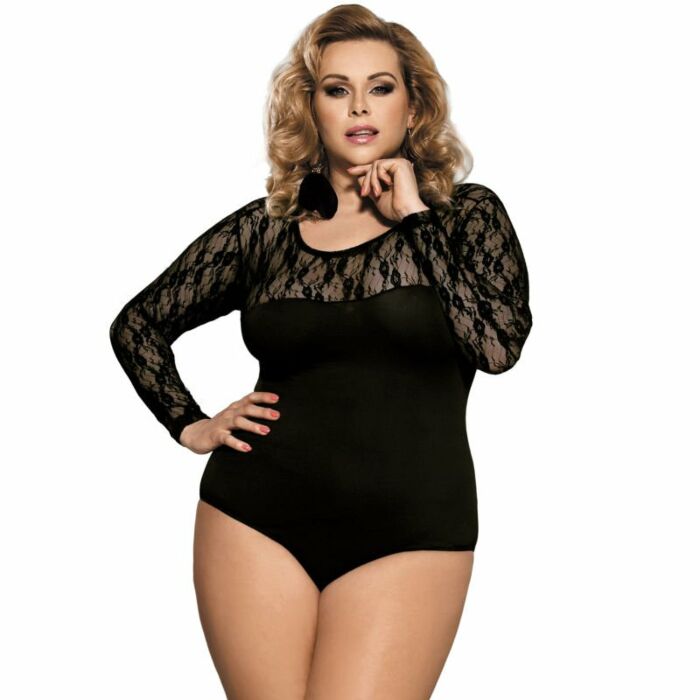 Subblime queen plus long sleeved black teddy
